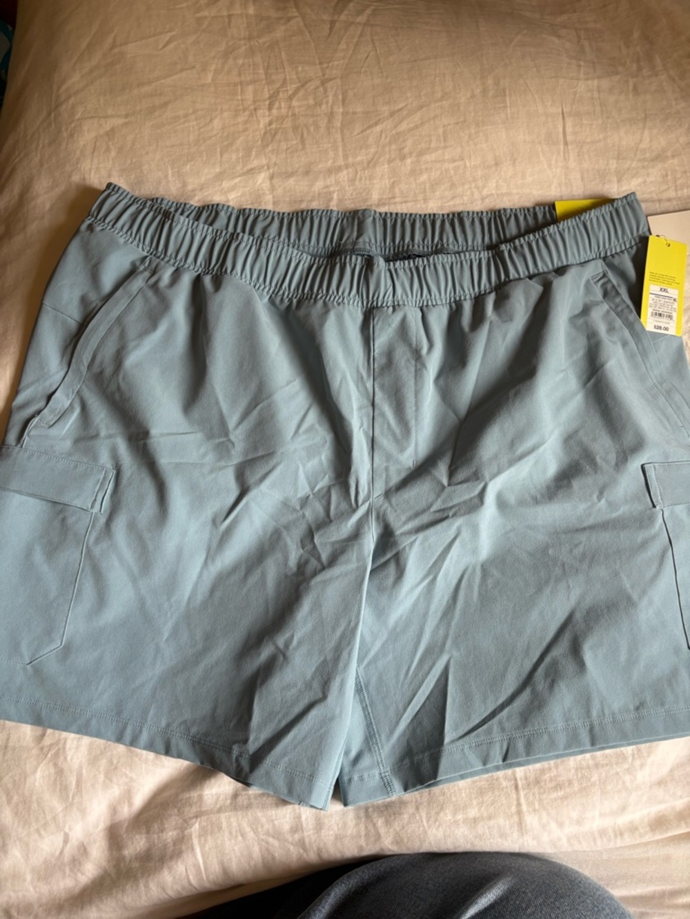 Elastic-Waist Utility Shorts in Light Blue